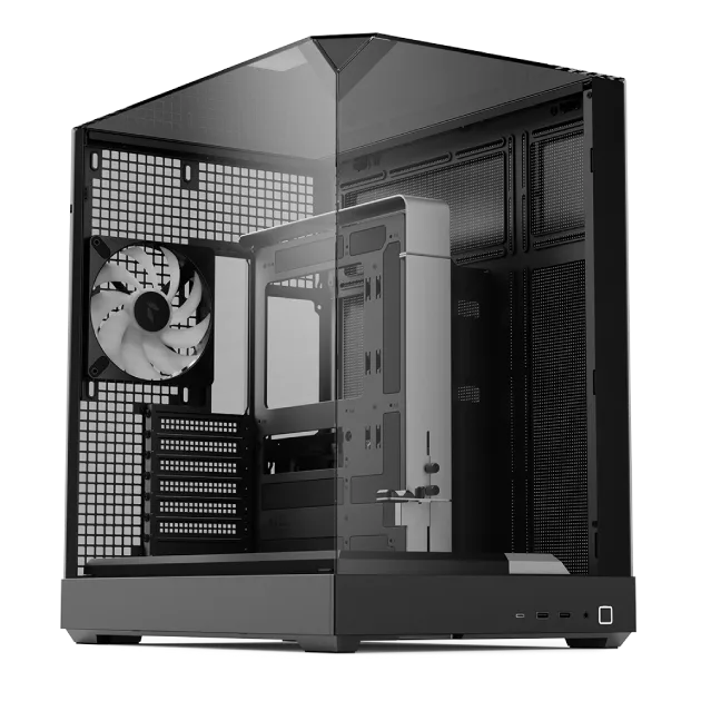 APNX V2-BK-V1 / V2 Gaming PC Case – Black, 3-Sided Tempered Glass, 4× 140mm ARGB PWM Fans