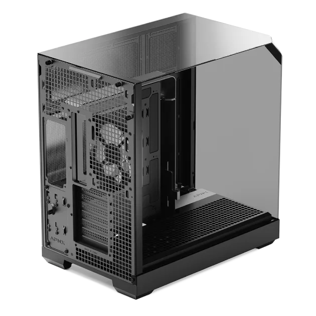 APNX V2-BK-V1 / V2 Gaming PC Case – Black, 3-Sided Tempered Glass, 4× 140mm ARGB PWM Fans - Image 2