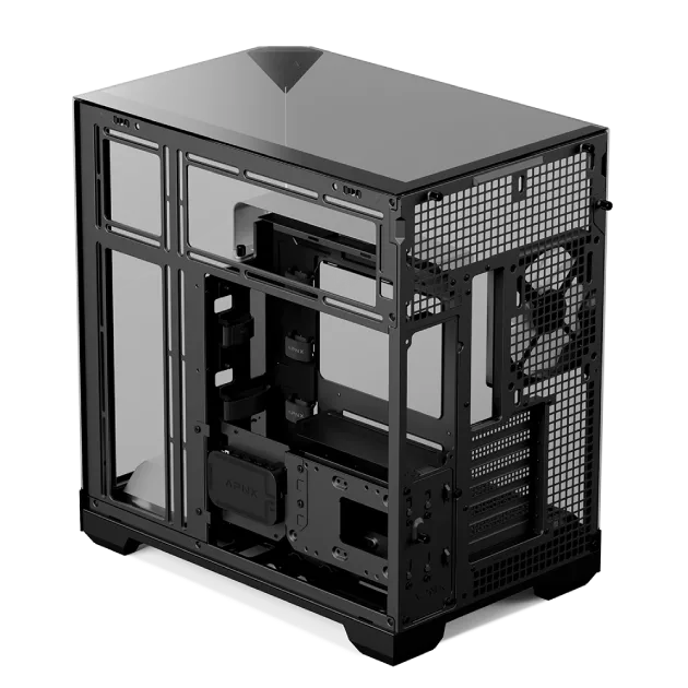 APNX V2-BK-V1 / V2 Gaming PC Case – Black, 3-Sided Tempered Glass, 4× 140mm ARGB PWM Fans - Image 3